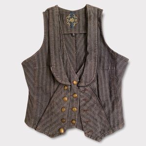 Steampunk style stretchy denim vest.